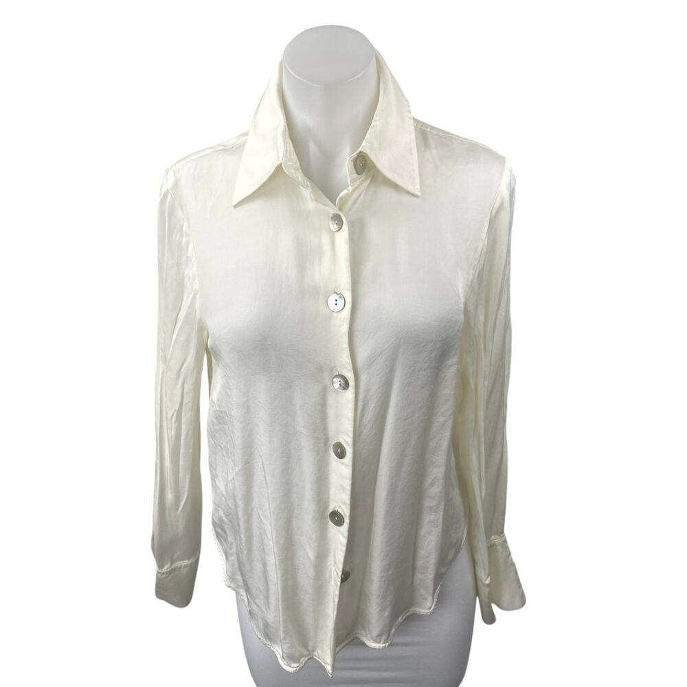 & Other Stories Women's Cream White Long Sleeve Button Down Shirt Blouse Top 4